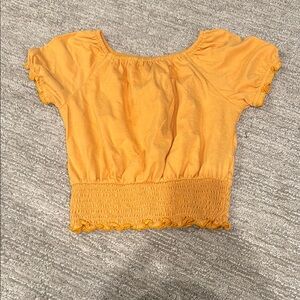 Girls Orange Smocked Top